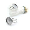 Support de Bague Ajustable pour Cabochon Rond 16 mm, Anneau Double – Acier Inoxydable 304 Argent
