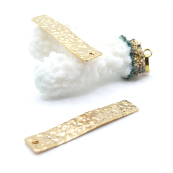 Pendentifs Rectangle Texturés 42 mm – Acier Inoxydable 304 Doré à l’Or Fin 18K