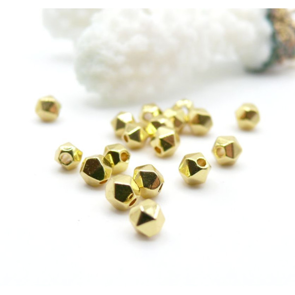 Perles Hématite Forme Polygone 3 × 4 mm, Métallisé Doré 24K