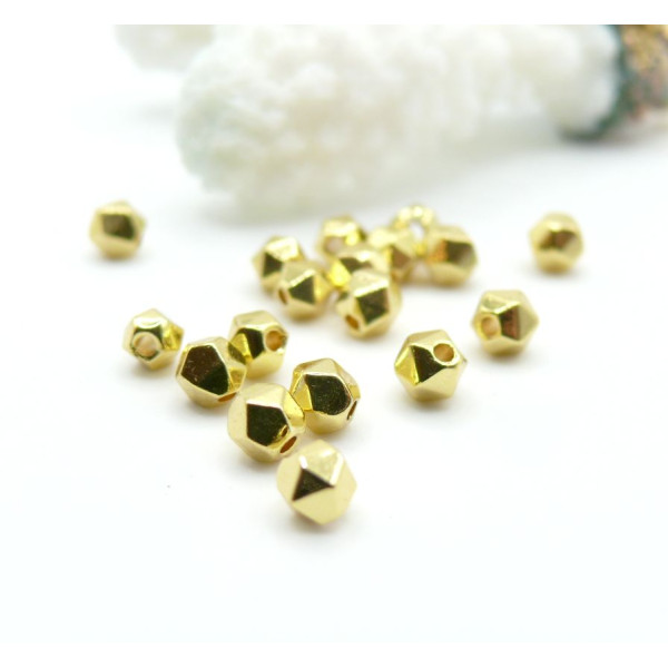 Perles Hématite Forme Polygone 3 × 4 mm, Métallisé Doré 24K