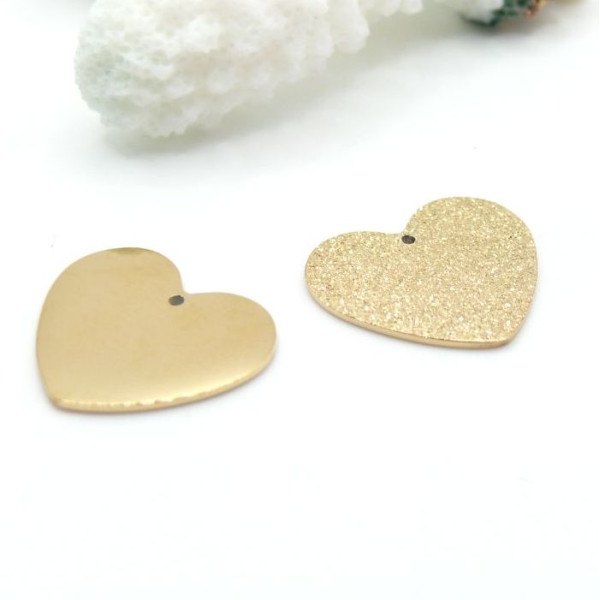 Pendentif Cœur 18 mm, Stardust, Poussière d’Étoiles – Acier Inoxydable 316 Doré