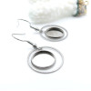 Supports de Boucles d’Oreilles Crochet Cercle pour Cabochon Rond 12mm – Acier Inoxydable Argent Platine