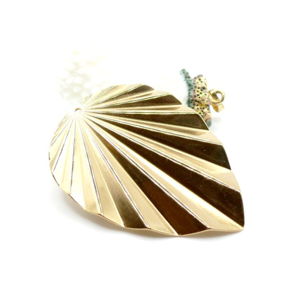 Pendentif Éventail, Forme Art Déco – Acier Inoxydable 304 Doré à l’Or Fin 18K