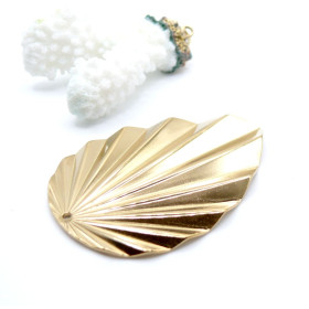 Pendentif Éventail, Forme Art Déco – Acier Inoxydable 304 Doré à l’Or Fin 18K