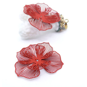 Estampes Pendentifs Filigrane Multi-Fleurs 39 mm 3D – Métal ROUGE