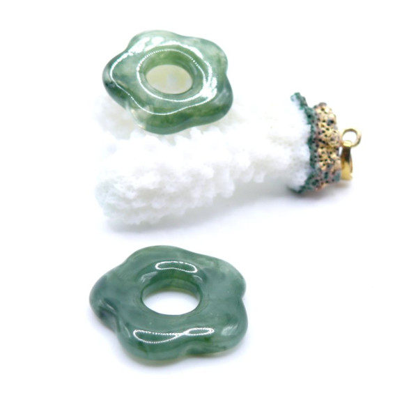 Pendentifs Fleur Résine Acrylique 25mm – Vert