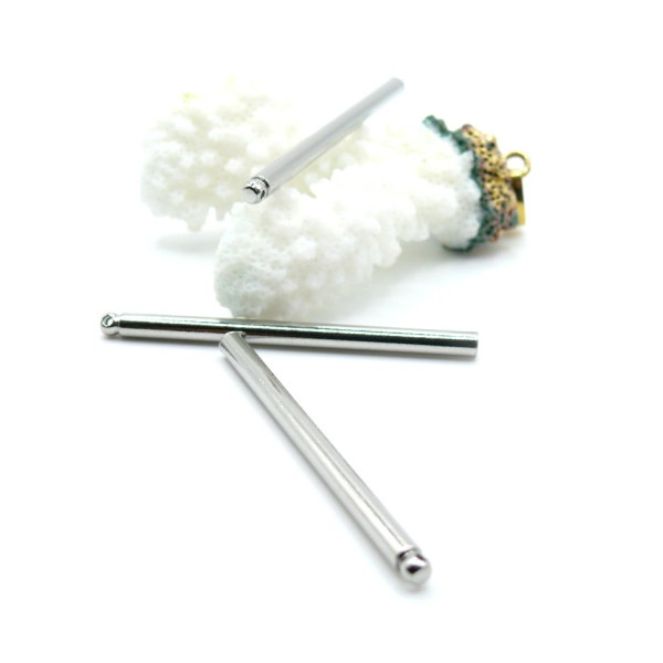 Pendentifs Tige Tube 45 x 3 mm – Acier Inoxydable Argenté