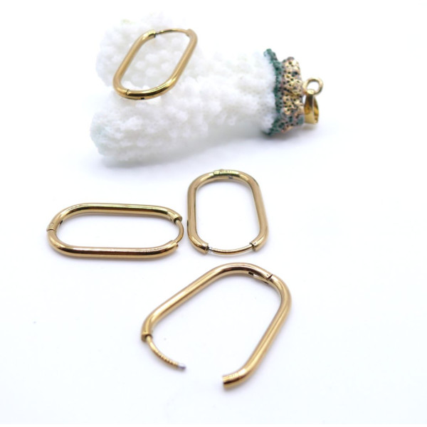 Créoles Ovales 25 × 2 mm – Acier Inoxydable 316 Doré à l’Or Fin 18K