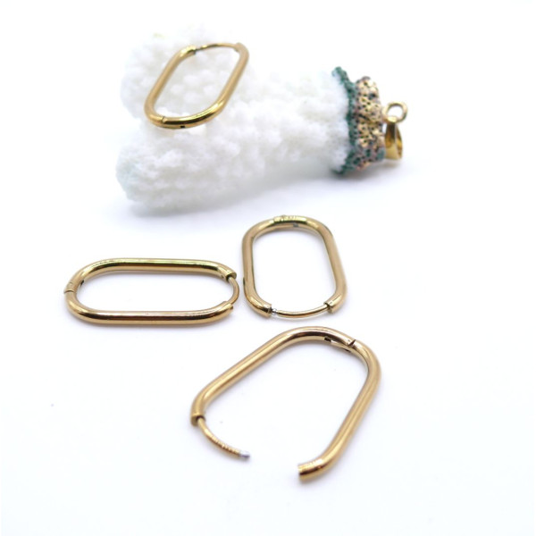 Créoles Ovales 25 × 2 mm – Acier Inoxydable 316 Doré à l’Or Fin 18K