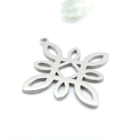 Pendentif Losange Arabesque Boho 28mm – Acier Inoxydable 304 Argenté