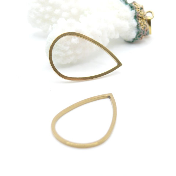 Pendentifs Connecteur Goutte 26mm – Acier Inoxydable 304 Doré