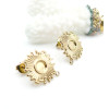 Puces d’Oreilles Soleil Art Déco avec Anneau d’Attache – Acier Inoxydable Doré à l’Or Fin 14K, Placage Ionique