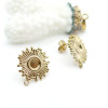 Puces d’Oreilles Soleil Art Déco avec Anneau d’Attache – Acier Inoxydable Doré à l’Or Fin 14K, Placage Ionique