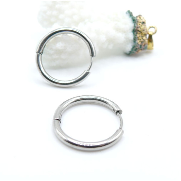 Créoles rondes 25 par 2.5mm – Acier Inoxydable 304 finition Argentée