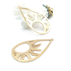 Pendentif Goutte Soleil 45 mm – Acier Inoxydable 304 Doré