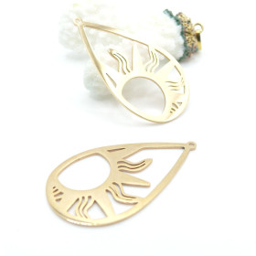 Pendentif Goutte Soleil 45 mm – Acier Inoxydable 304 Doré