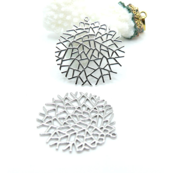 Pendentif Branche, Arbre, Géométrique 30 mm – Acier Inoxydable 304 Argenté