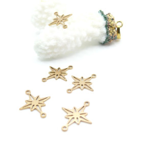 Pendentifs Connecteurs Étoiles 18mm Acier Inoxydable 304 Doré REF 6