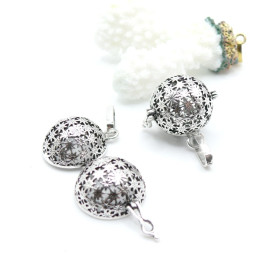 Pendentif Cage Bola de Grossesse pour bola de 12 ou 14mm, Laiton Finition Argent Antique