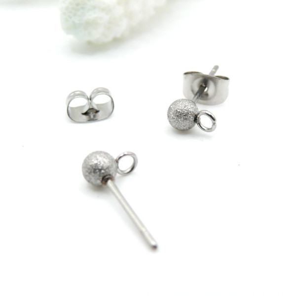 Puces Bille Stardust 4mm avec Attache – Acier Inoxydable 304 Argenté