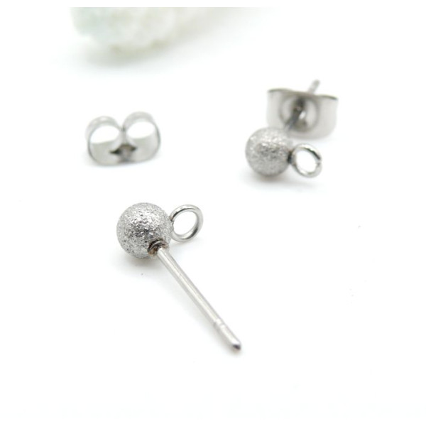 Puces Bille Stardust 4mm avec Attache – Acier Inoxydable 304 Argenté