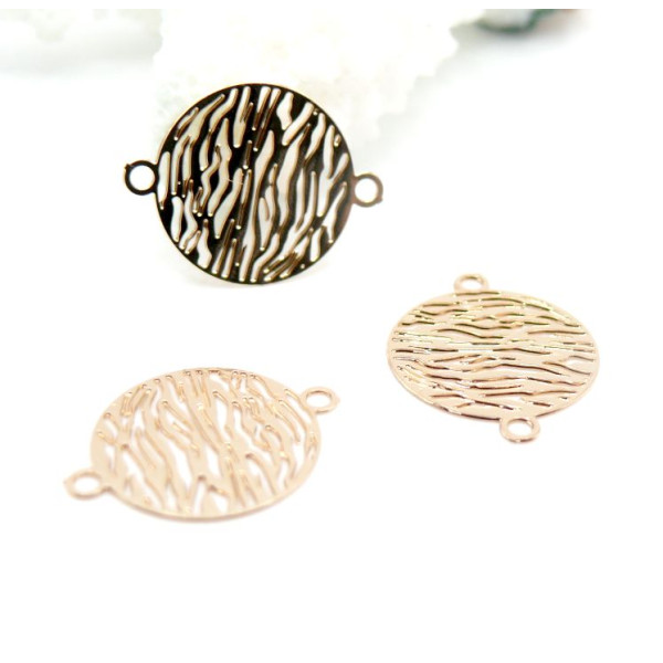 Estampes Pendentif Connecteur Filigrane Médaillon Zébré Métal Doré