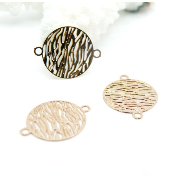 Estampes Pendentif Connecteur Filigrane Médaillon Zébré Métal Doré