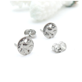 Boucles d’Oreilles Puces Travaillées 8 mm – Acier Inoxydable 304 – Finition Argentée