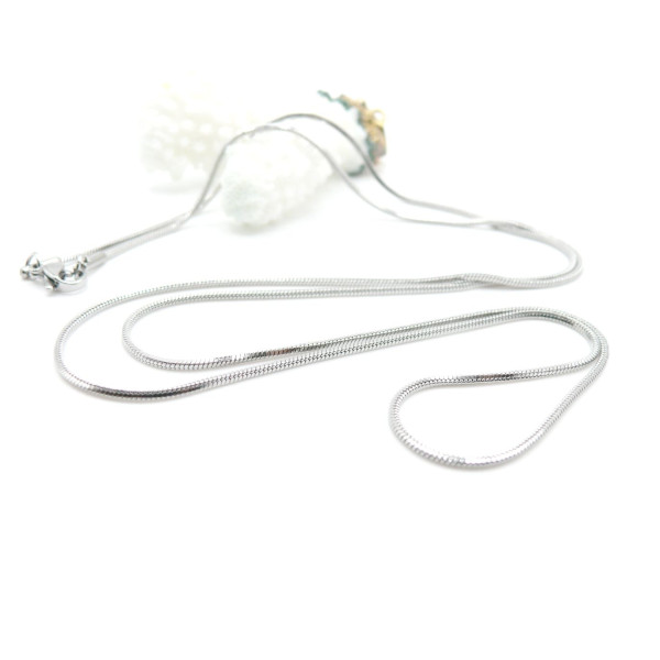 Sautoir 70cm Maille Serpent Cube 1.2mm – Acier Inoxydable 304 Argenté