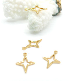 Pendentifs Étoile 16 mm – Laiton Doré à l’Or Fin 18K