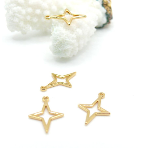 Pendentifs Étoile 16 mm – Laiton Doré à l’Or Fin 18K