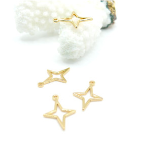 Pendentifs Étoile 16 mm – Laiton Doré à l’Or Fin 18K
