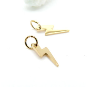 Pendentifs avec Anneau Éclair Foudre 16 mm, Acier Inoxydable 304 Doré IONIQUE