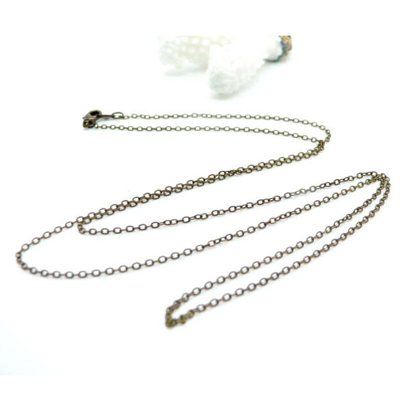 Colliers Sautoirs 66cm Chaîne maille 1.5 par 2mm, Laiton finition Bronze