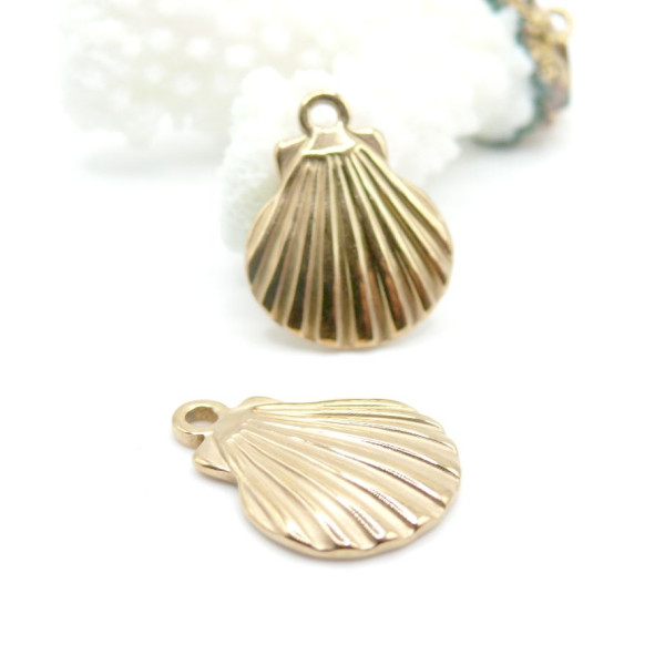 Pendentif Coquille Saint Jacques 20 mm – Acier Inoxydable 304 Doré, IONIQUE
