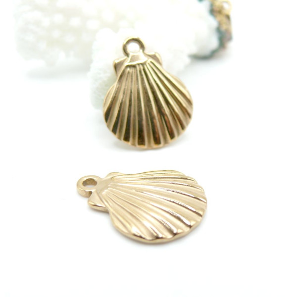 Pendentif Coquille Saint Jacques 20 mm – Acier Inoxydable 304 Doré, IONIQUE
