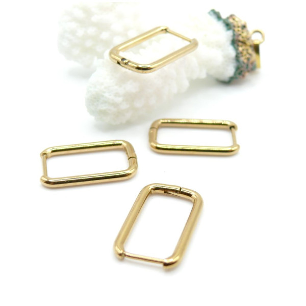 Créoles Rectangle 20 x 2 mm – Acier Inoxydable 316 Doré à l’or fin 18K