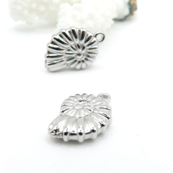 Pendentifs Coquillage 3D 20 mm – Acier Inoxydable 304 Argenté