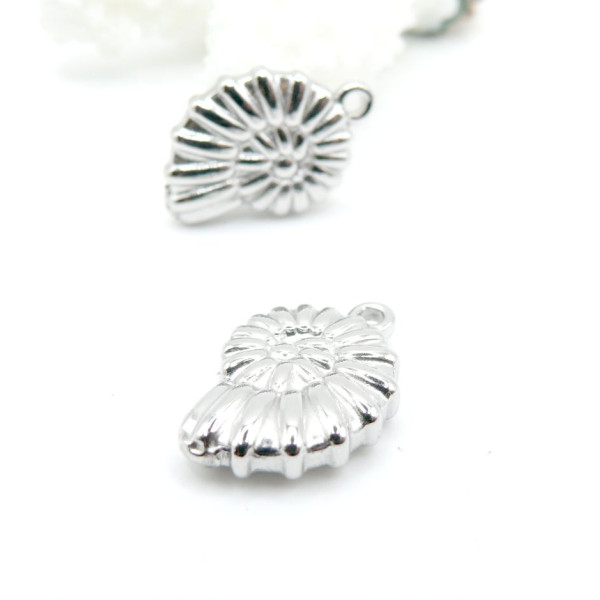Pendentifs Coquillage 3D 20 mm – Acier Inoxydable 304 Argenté