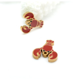 Pendentifs Homard Résine Émaillée 17 mm – Acier Inoxydable 304 Doré Ionique