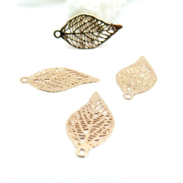 Estampes Pendentifs Filigrane Feuille 19 mm – Laiton Doré