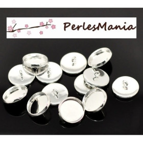 PS1117302 – Lot de 4 ou 10 Supports de Boutons à Coudre 12mm – Métal Argent Vif