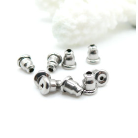 Embouts Poussoirs Tube Stoppeurs pour Boucle d’Oreille Puce – Acier Inoxydable 304 Argent Platine