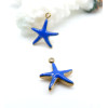 Pendentif Étoile de mer 14.5 mm avec résine émaillée Bleu – Acier Inoxydable 304 Doré, PVD
