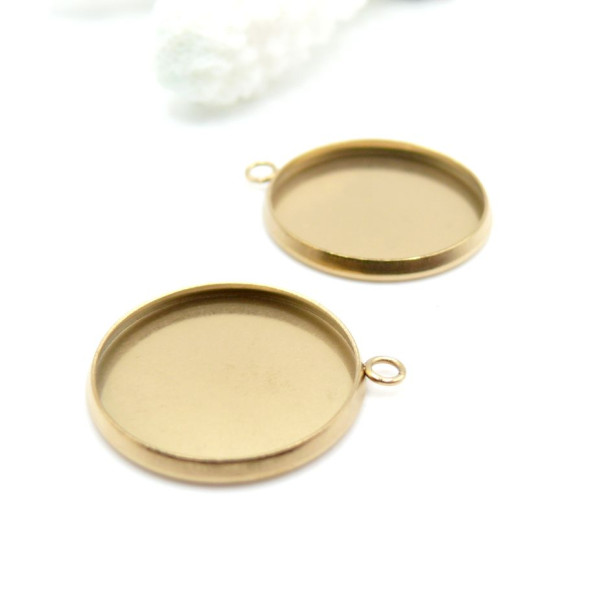 Supports de Pendentifs 18 mm – Acier Inoxydable 304 Doré, placage IONIQUE