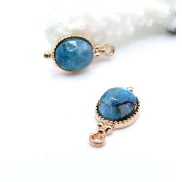 Pendentif Bohème chic, Apatite facettée 20.5mm – Laiton Doré