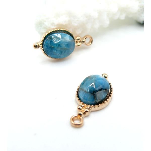 Pendentif Bohème chic, Apatite facettée 20.5mm – Laiton Doré