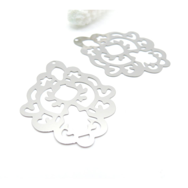 Pendentifs Estampes Forme Arabesque 41 mm – Acier Inoxydable 304 Argenté