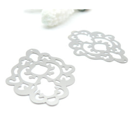Pendentifs Estampes Forme Arabesque 41 mm – Acier Inoxydable 304 Argenté