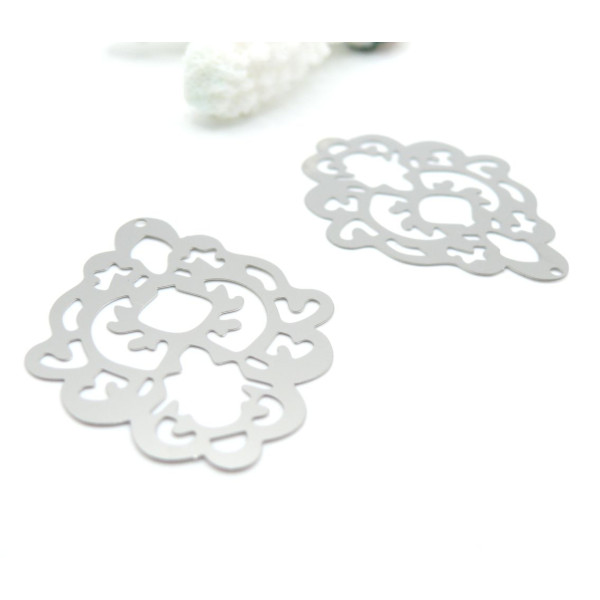 Pendentifs Estampes Forme Arabesque 41 mm – Acier Inoxydable 304 Argenté